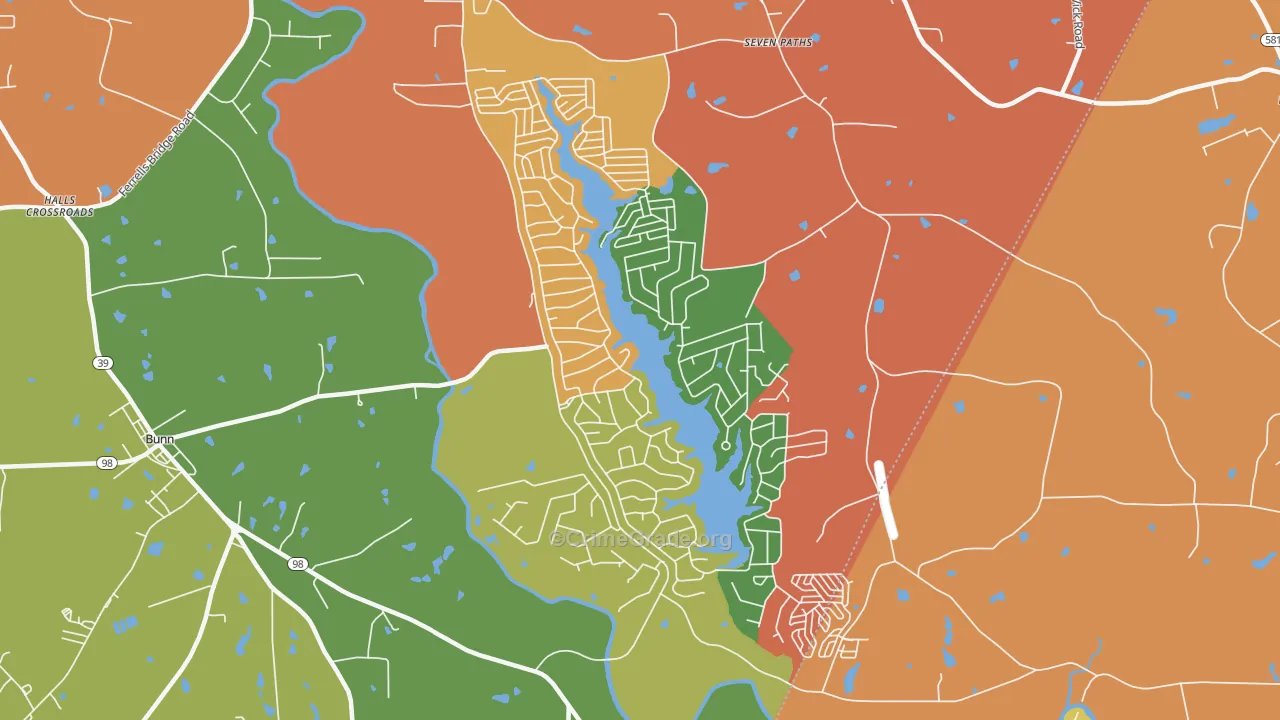 Lake Royale, NC Map of Burglary Rates