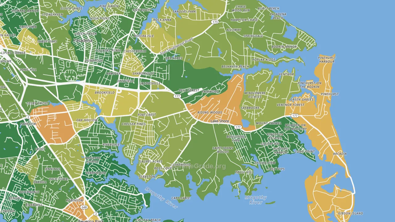 Lake Shore, MD Map of Burglary Rates