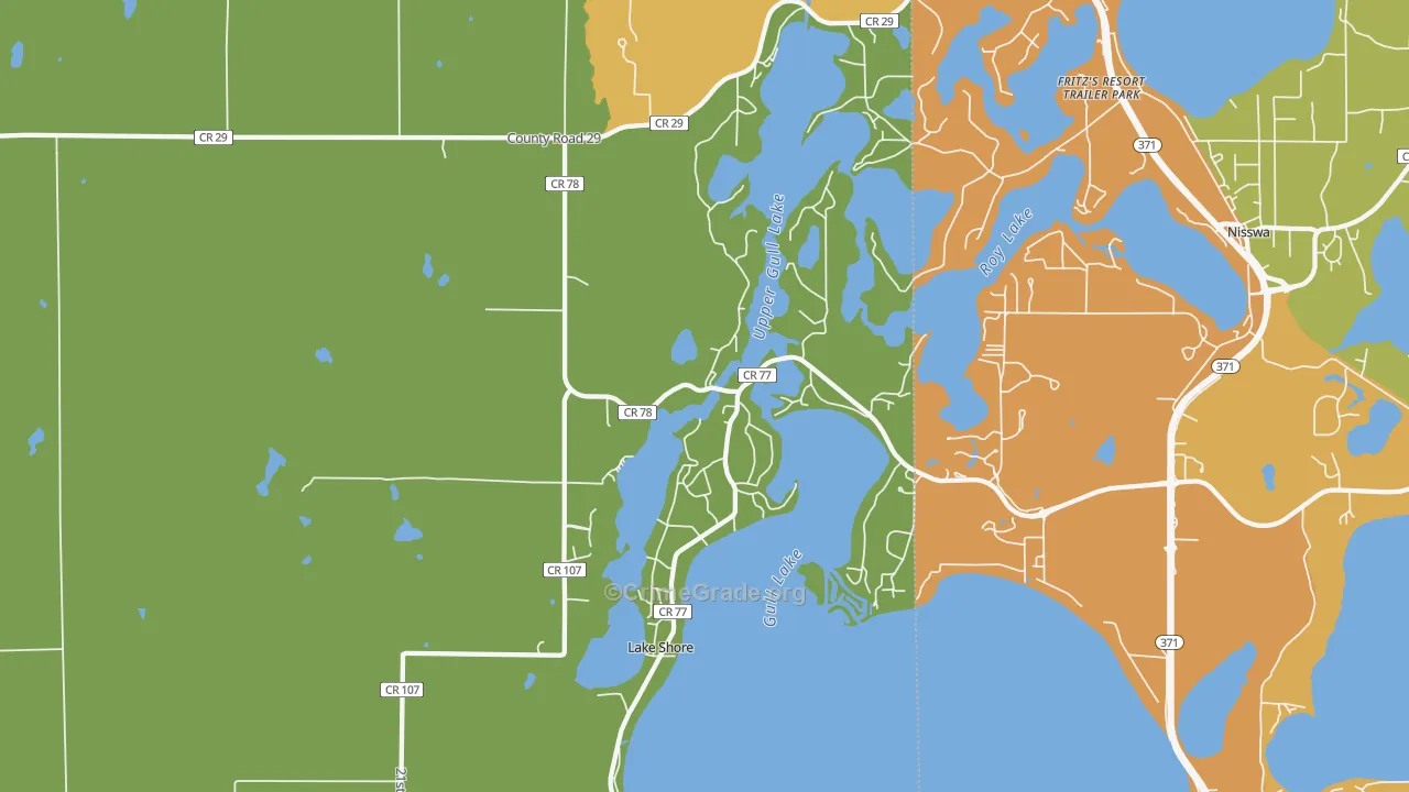 Lake Shore, MN Map of Burglary Rates