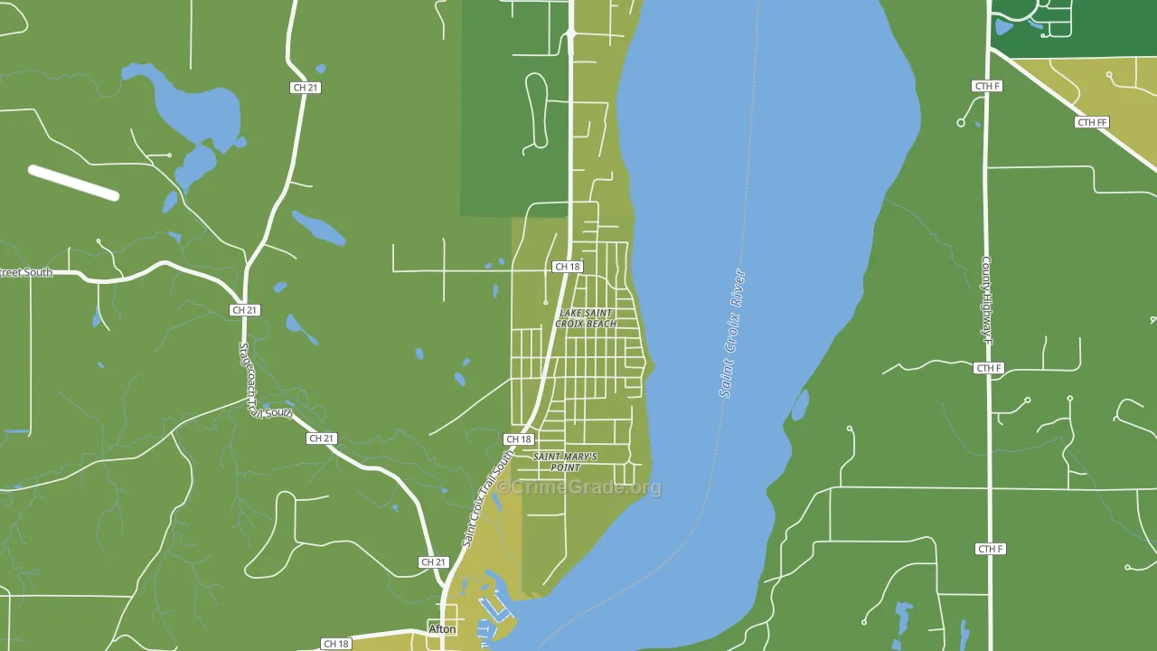 Lake St. Croix Beach, MN Map of Burglary Rates