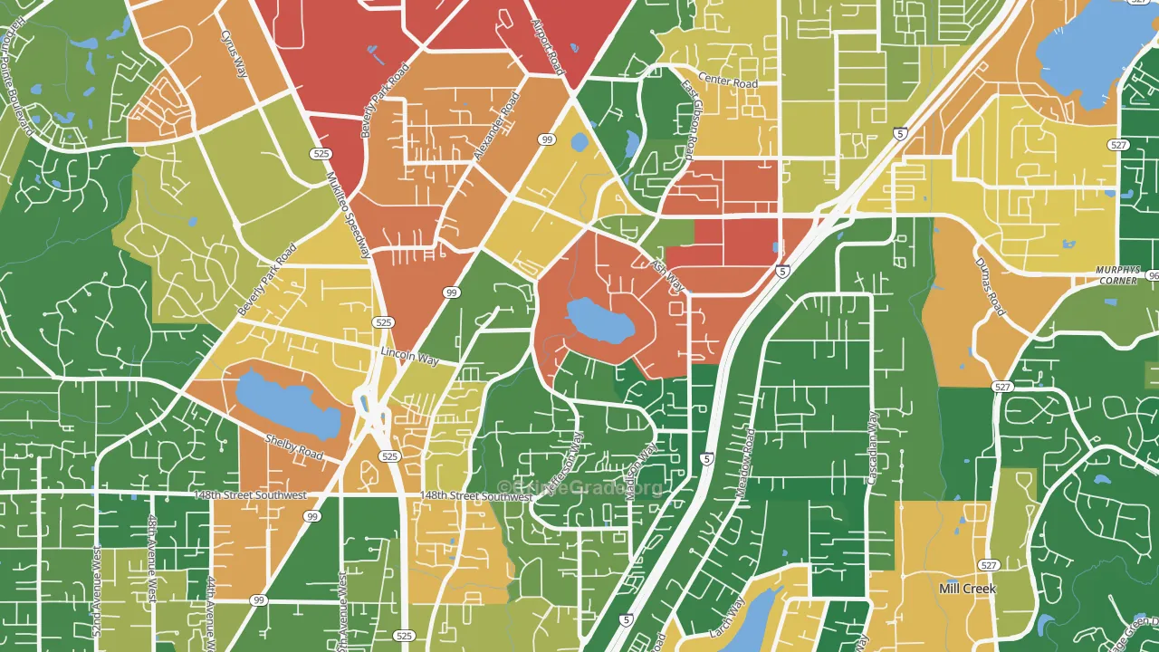 Lake Stickney, WA Map of Burglary Rates