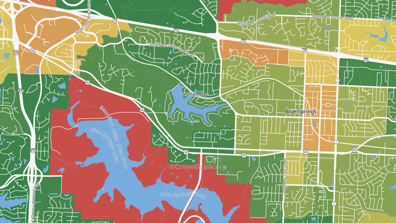 Lake Tapawingo, MO Map of Burglary Rates