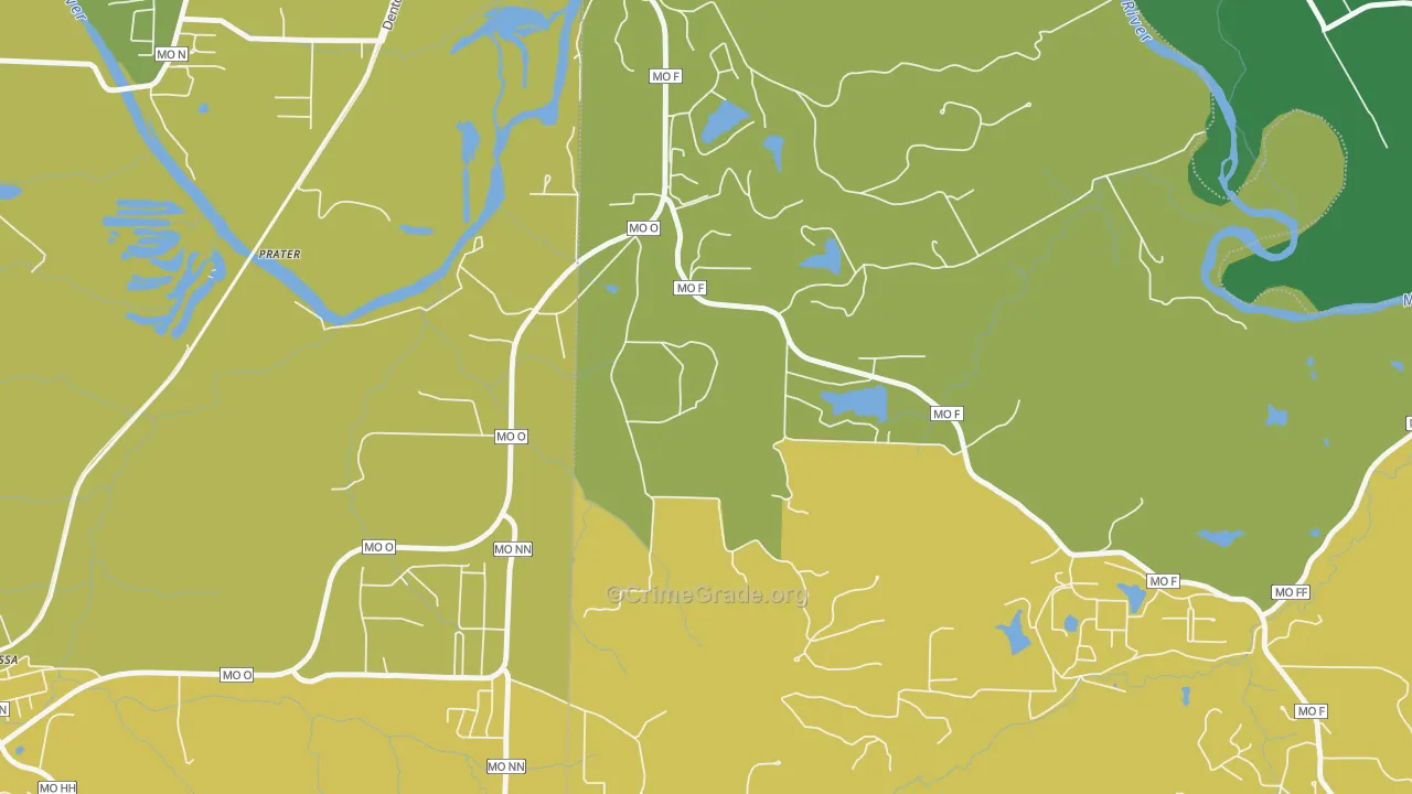 Lake Tekakwitha, MO Map of Burglary Rates