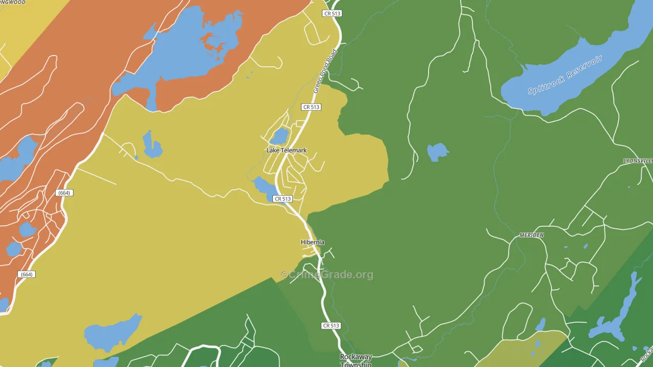 Lake Telemark, NJ Map of Burglary Rates