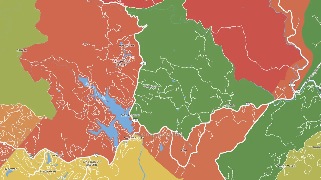 Lake Toxaway, NC Map of Burglary Rates