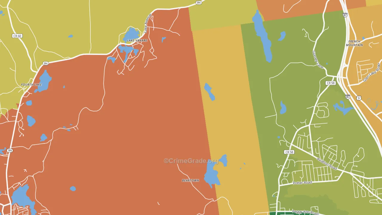 Lake Vanare, NY Map of Burglary Rates