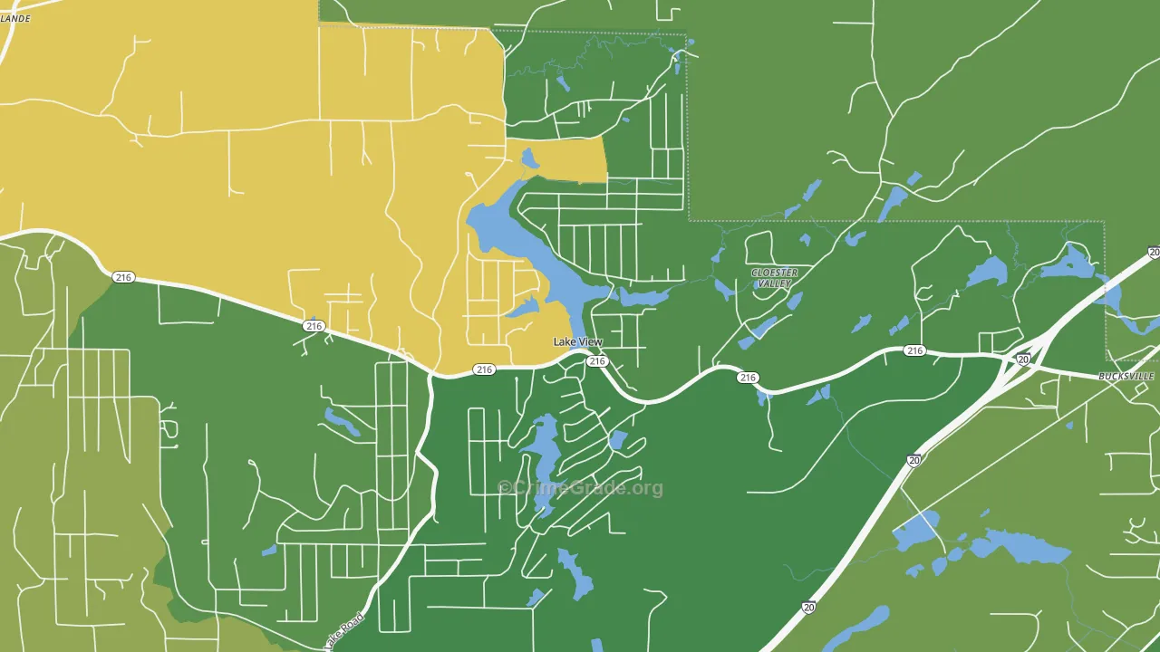 Lake View, AL Map of Burglary Rates