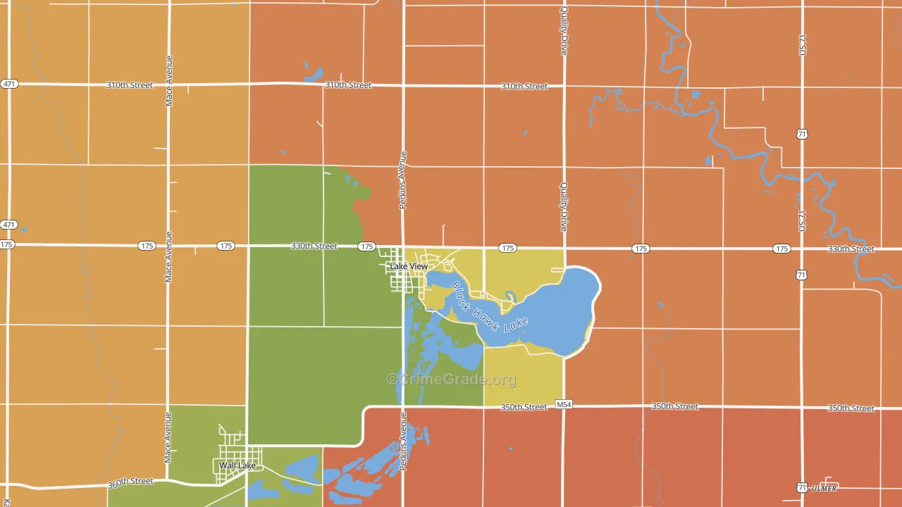 Lake View, IA Map of Burglary Rates