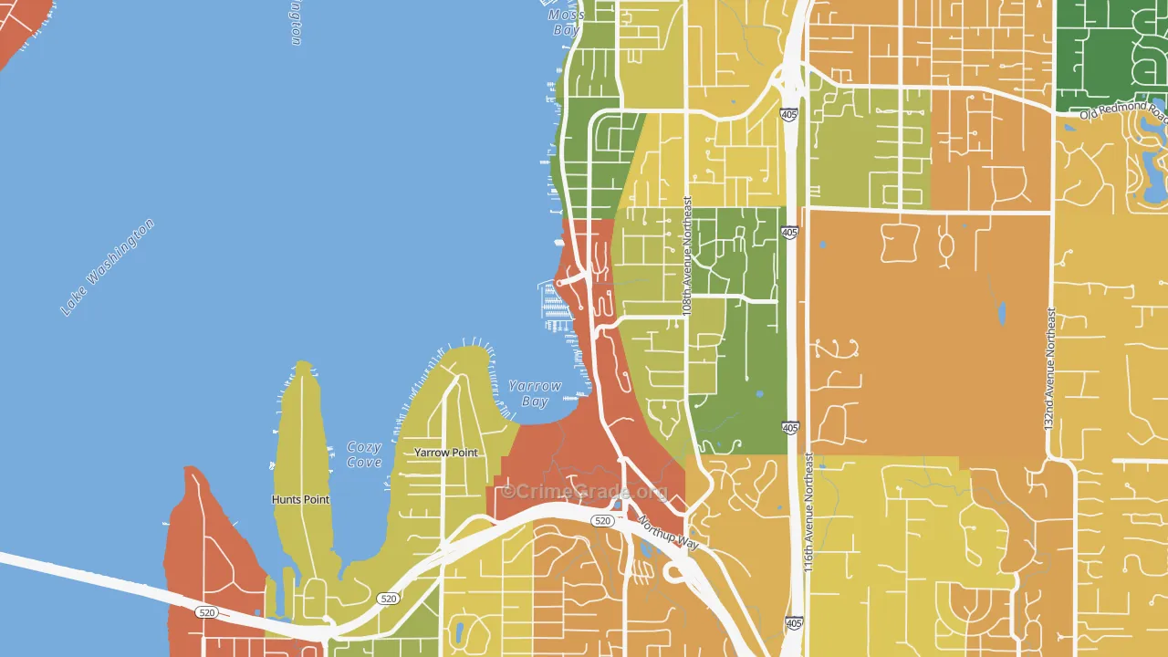 Lake View, Kirkland, WA Map of Burglary Rates