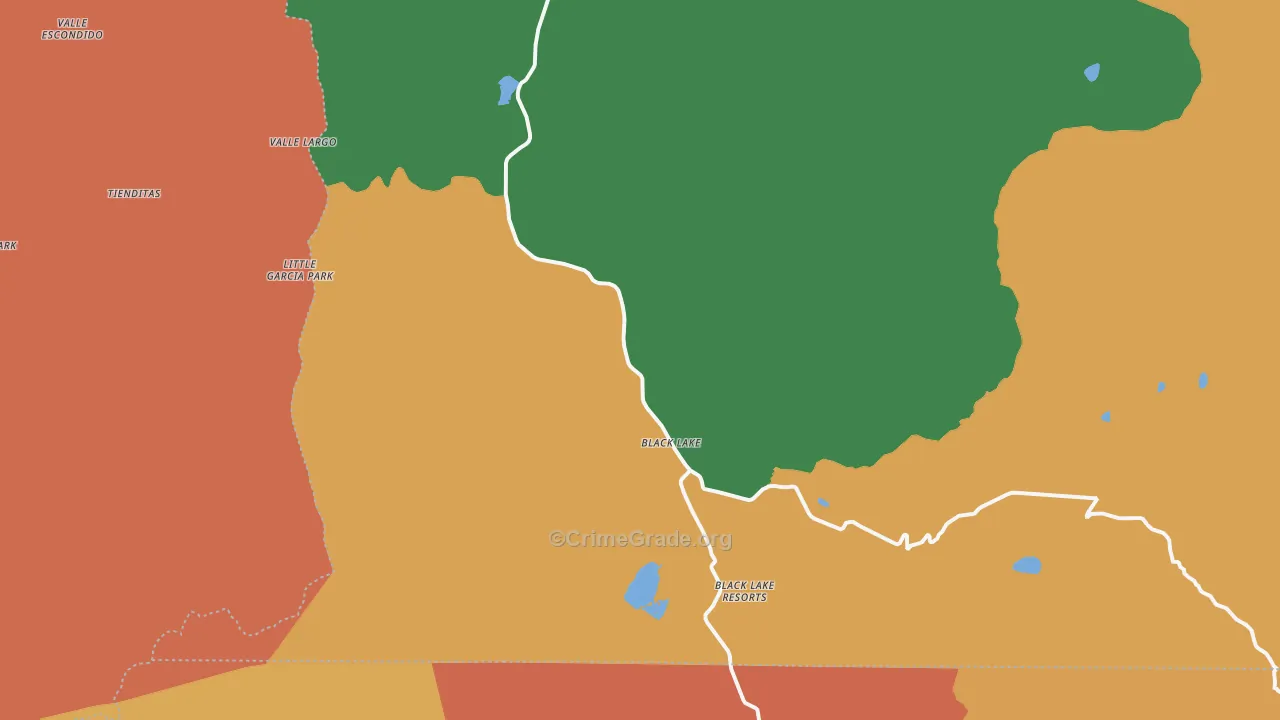 Lake View Pines, NM Map of Burglary Rates