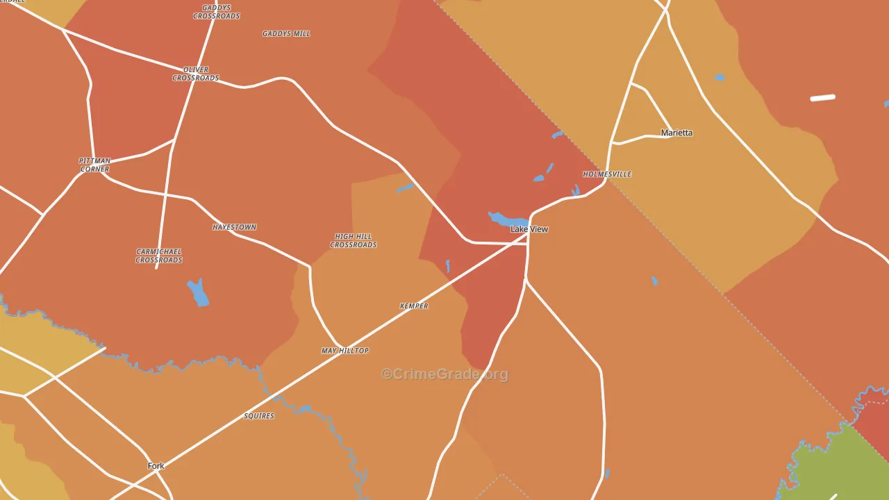 Lake View, SC Map of Burglary Rates