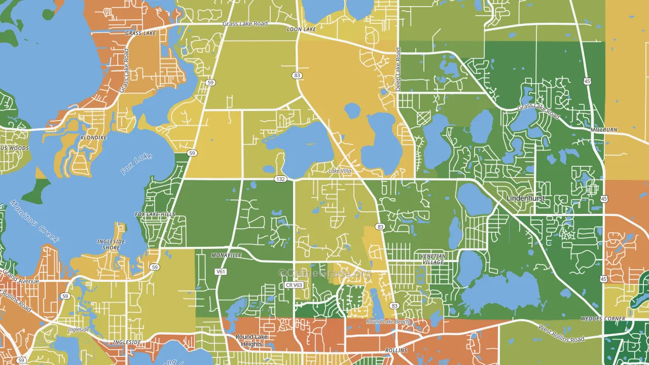 Lake Villa, IL Map of Burglary Rates