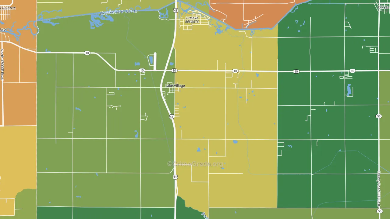 Lake Village, IN Map of Burglary Rates