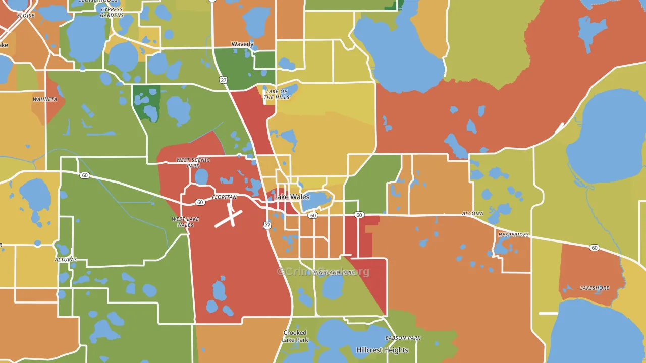 Lake Wales, FL Map of Burglary Rates