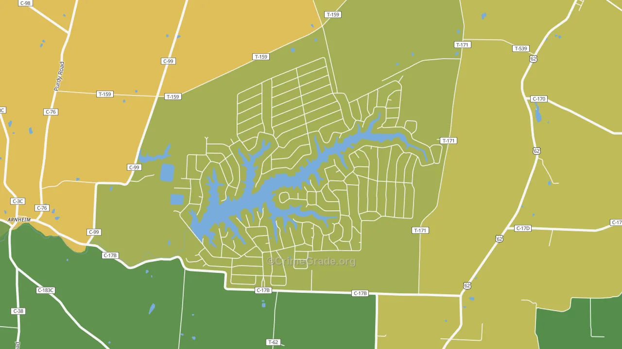 Lake Waynoka, OH Map of Burglary Rates