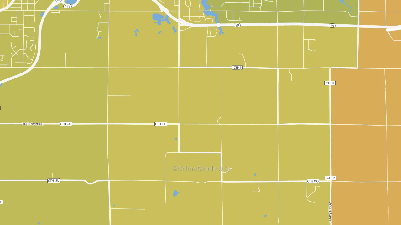 Lake Wissota, WI Map of Burglary Rates