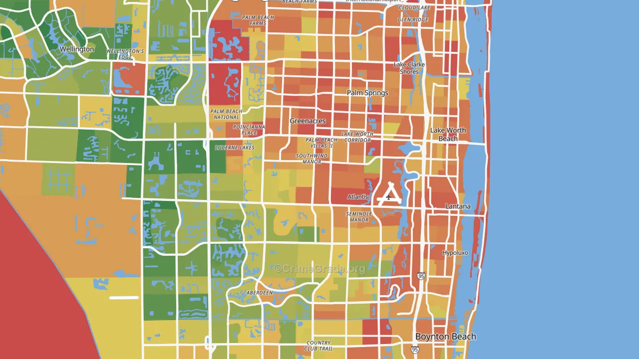 Lake Worth, FL Map of Burglary Rates