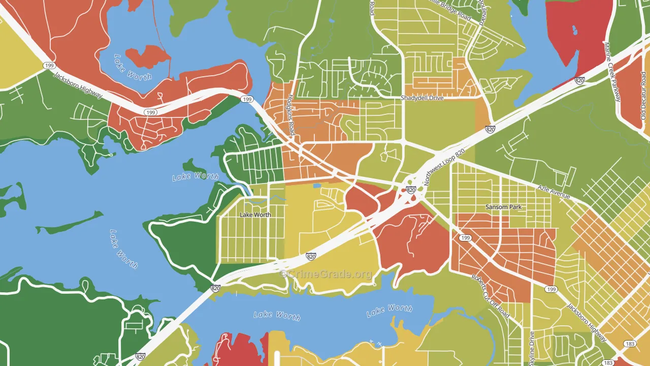 Lake Worth, TX Map of Burglary Rates