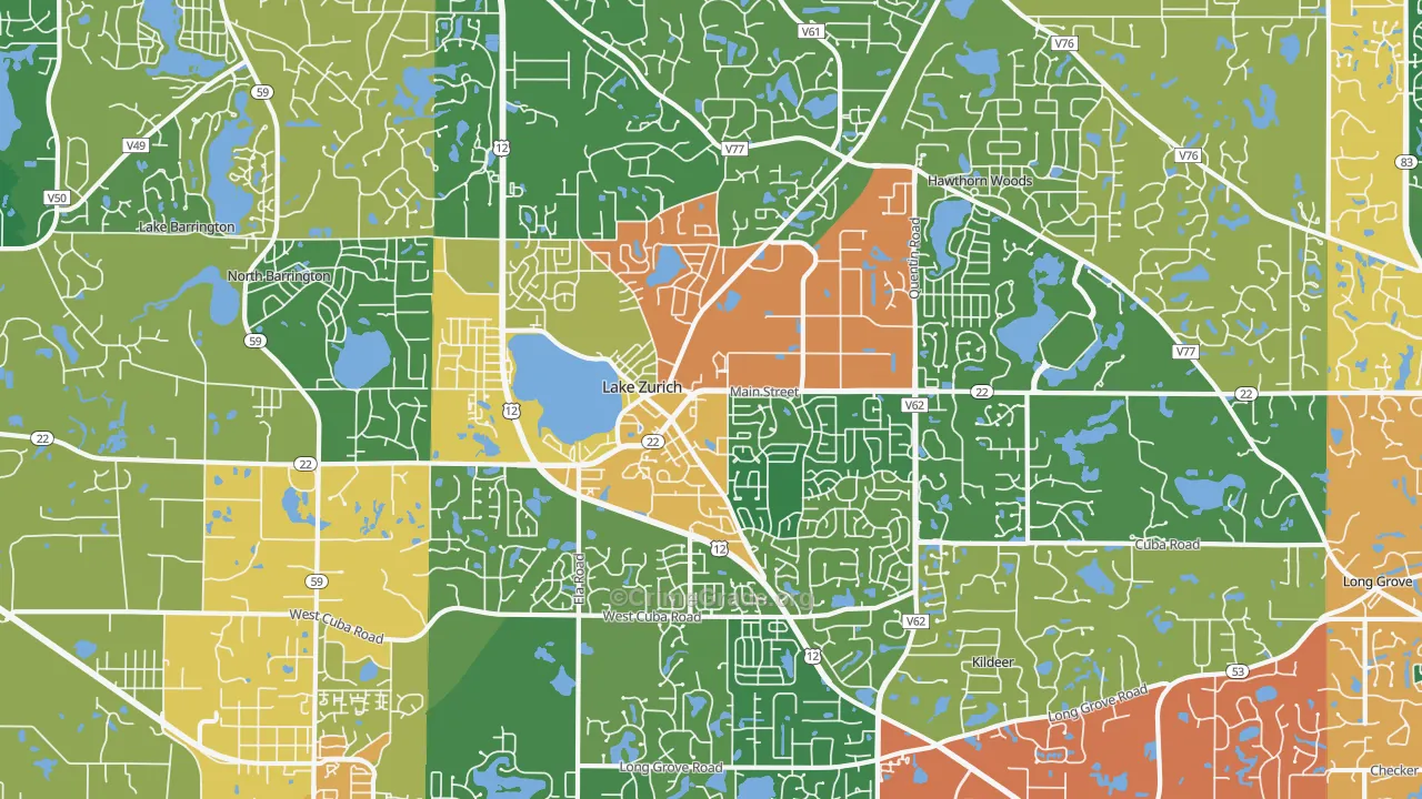 Lake Zurich, IL Map of Burglary Rates