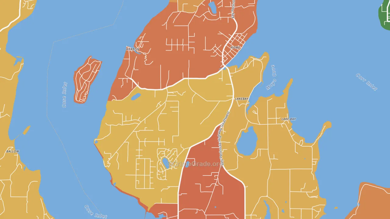 Lakebay, WA Map of Burglary Rates