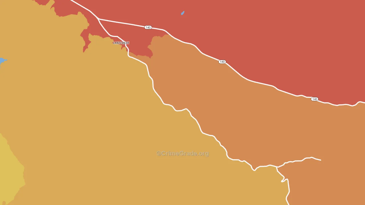 Lakecreek, OR Map of Burglary Rates