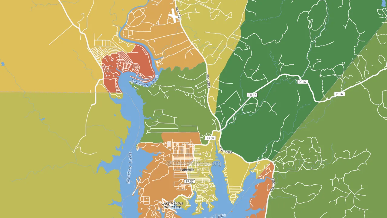 Lakehills, TX Map of Burglary Rates