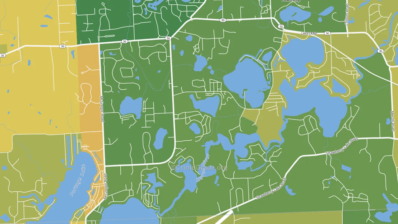 Lakeland, MI Map of Burglary Rates