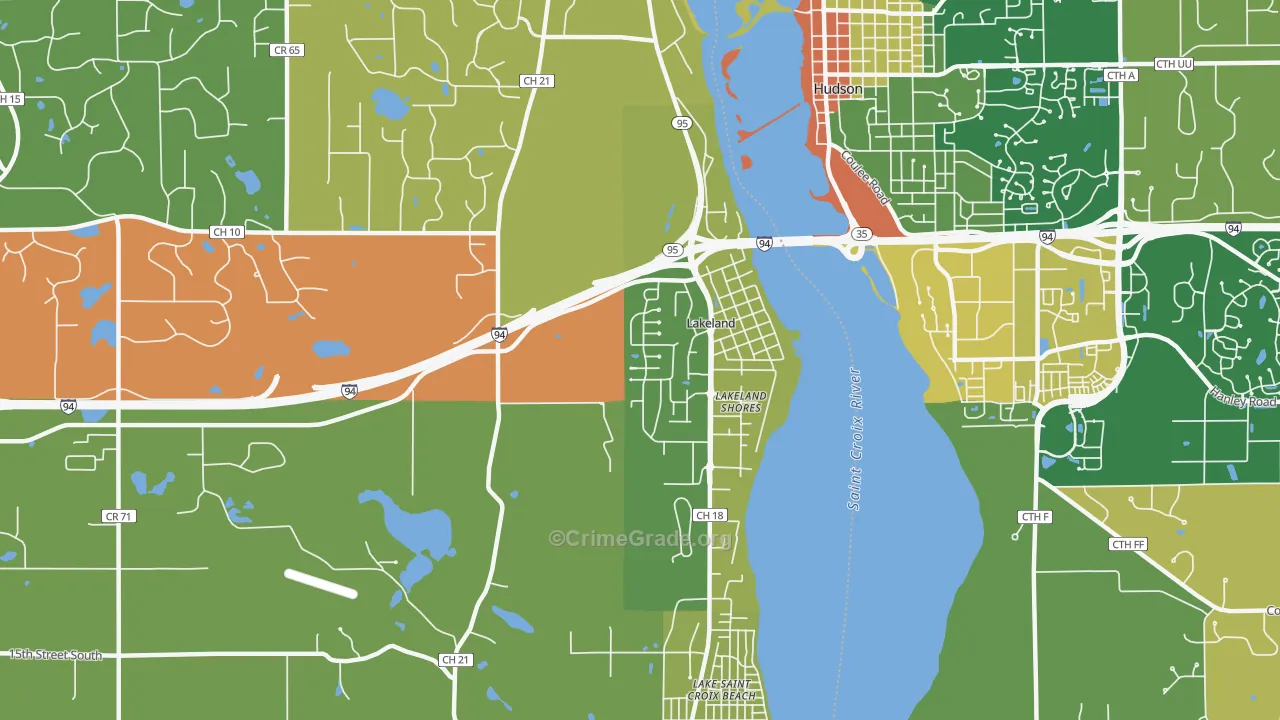 Lakeland, MN Map of Burglary Rates