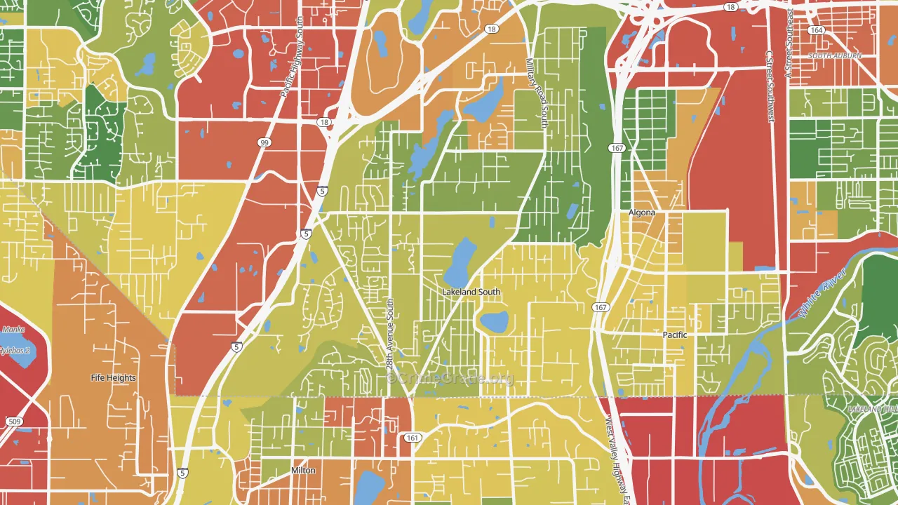 Lakeland South, WA Map of Burglary Rates