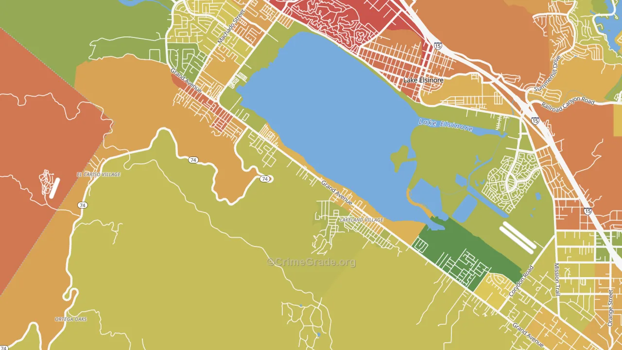 Lakeland Village, CA Map of Burglary Rates