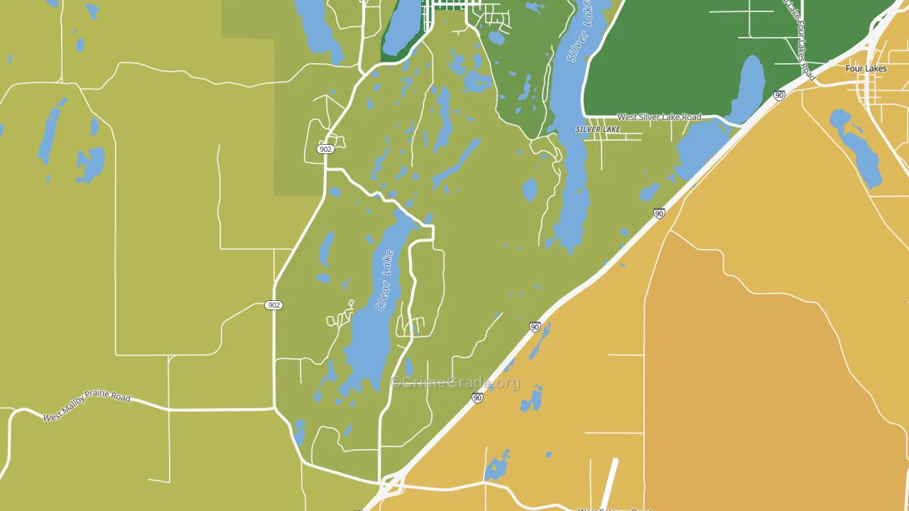Lakeland Village, WA Map of Burglary Rates