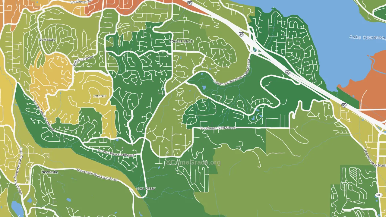 Lakemont, Bellevue, WA Map of Burglary Rates