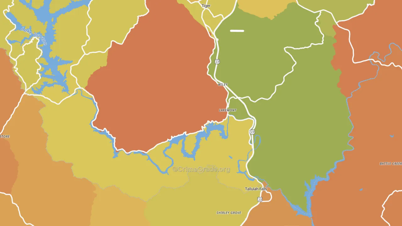 Lakemont, GA Map of Burglary Rates