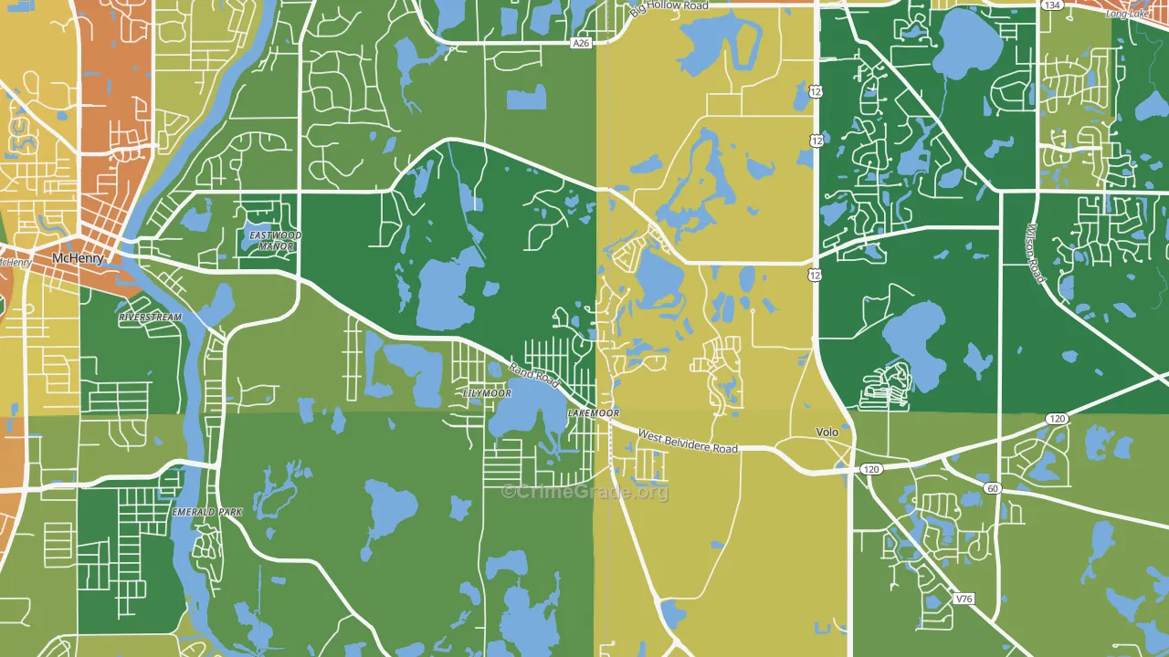Lakemoor, IL Map of Burglary Rates