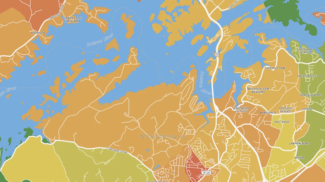 Lakemoore, TN Map of Burglary Rates
