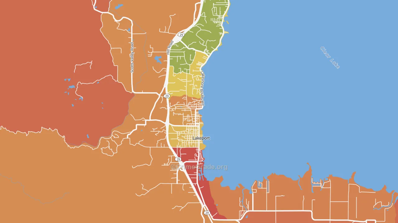 Lakeport, CA Map of Burglary Rates