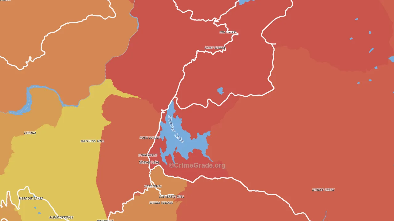 Lakeshore, CA Map of Burglary Rates