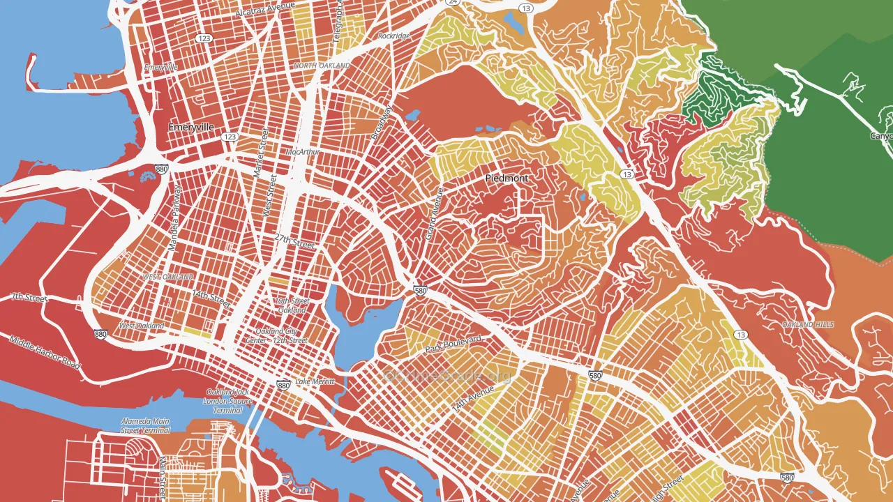Lakeshore-Oakland, Oakland, CA Map of Burglary Rates