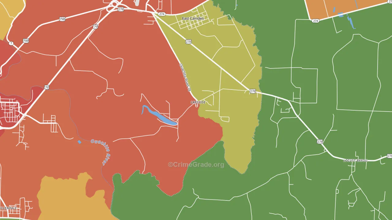 Lakeside, AR Map of Burglary Rates