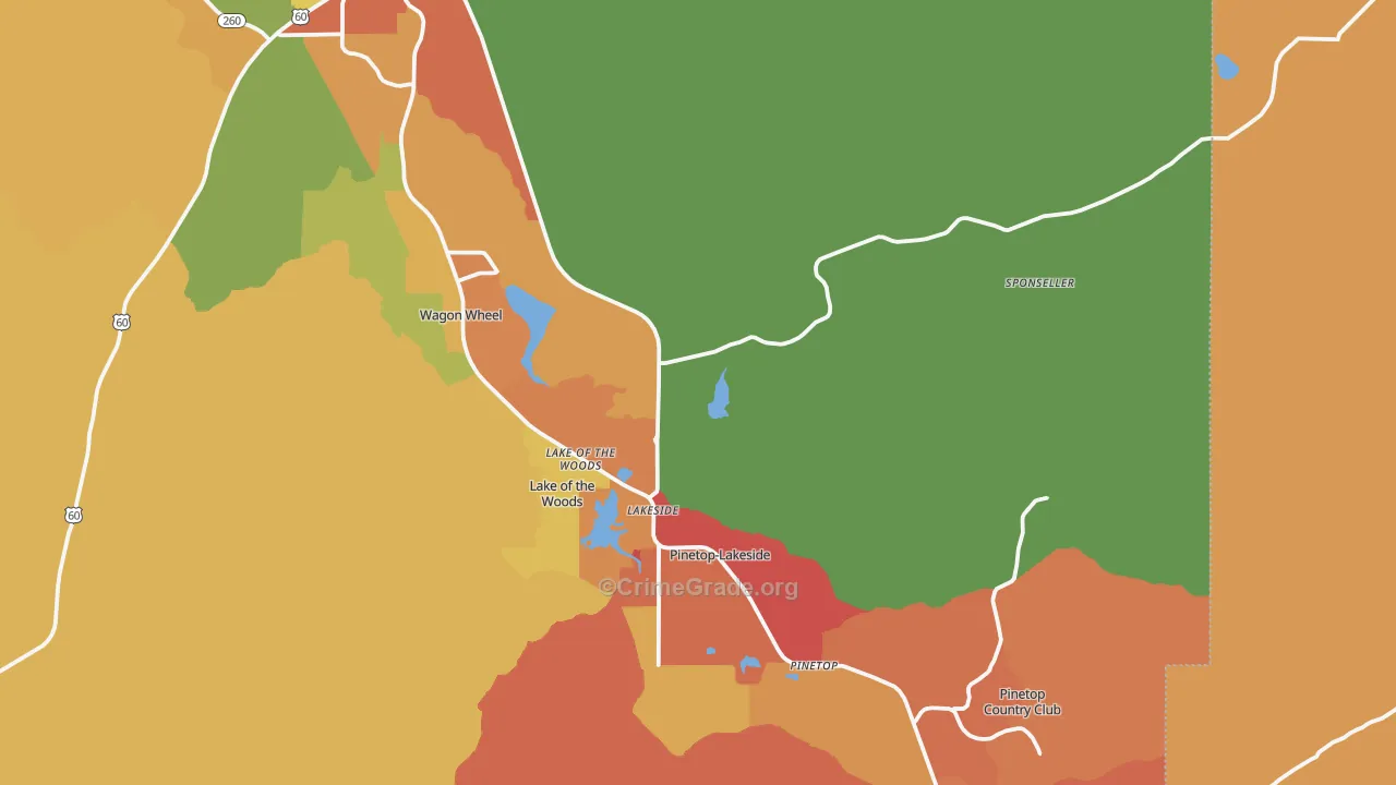 Lakeside, AZ Map of Burglary Rates