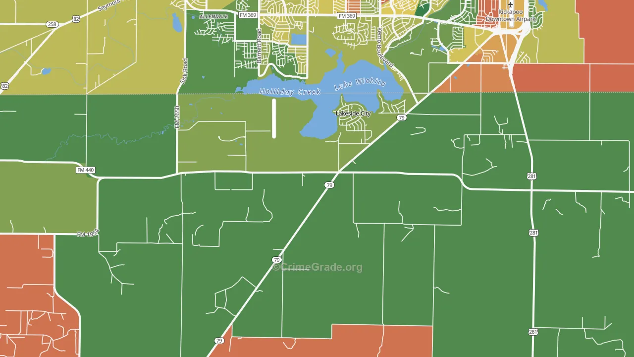 Lakeside City, TX Map of Burglary Rates