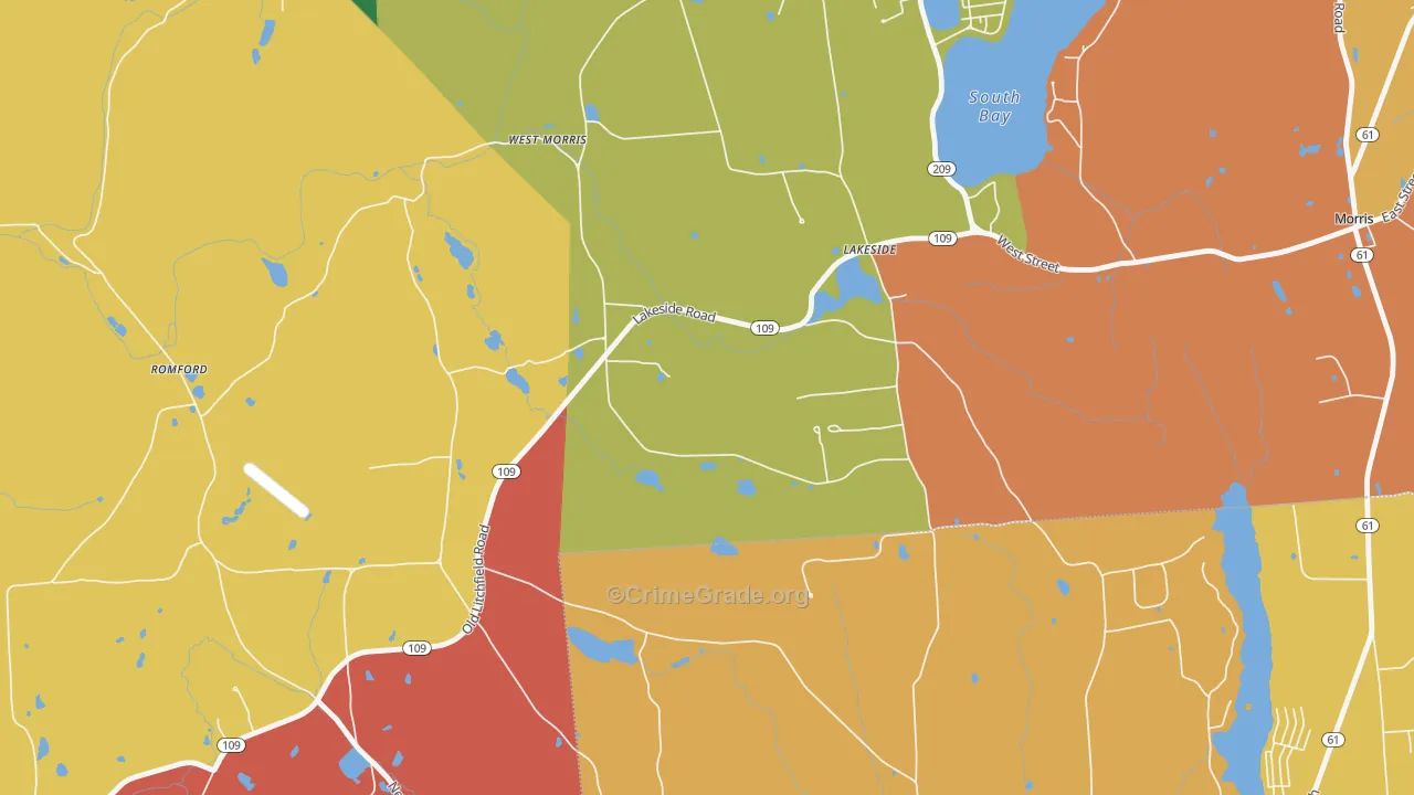 Lakeside, CT Map of Burglary Rates