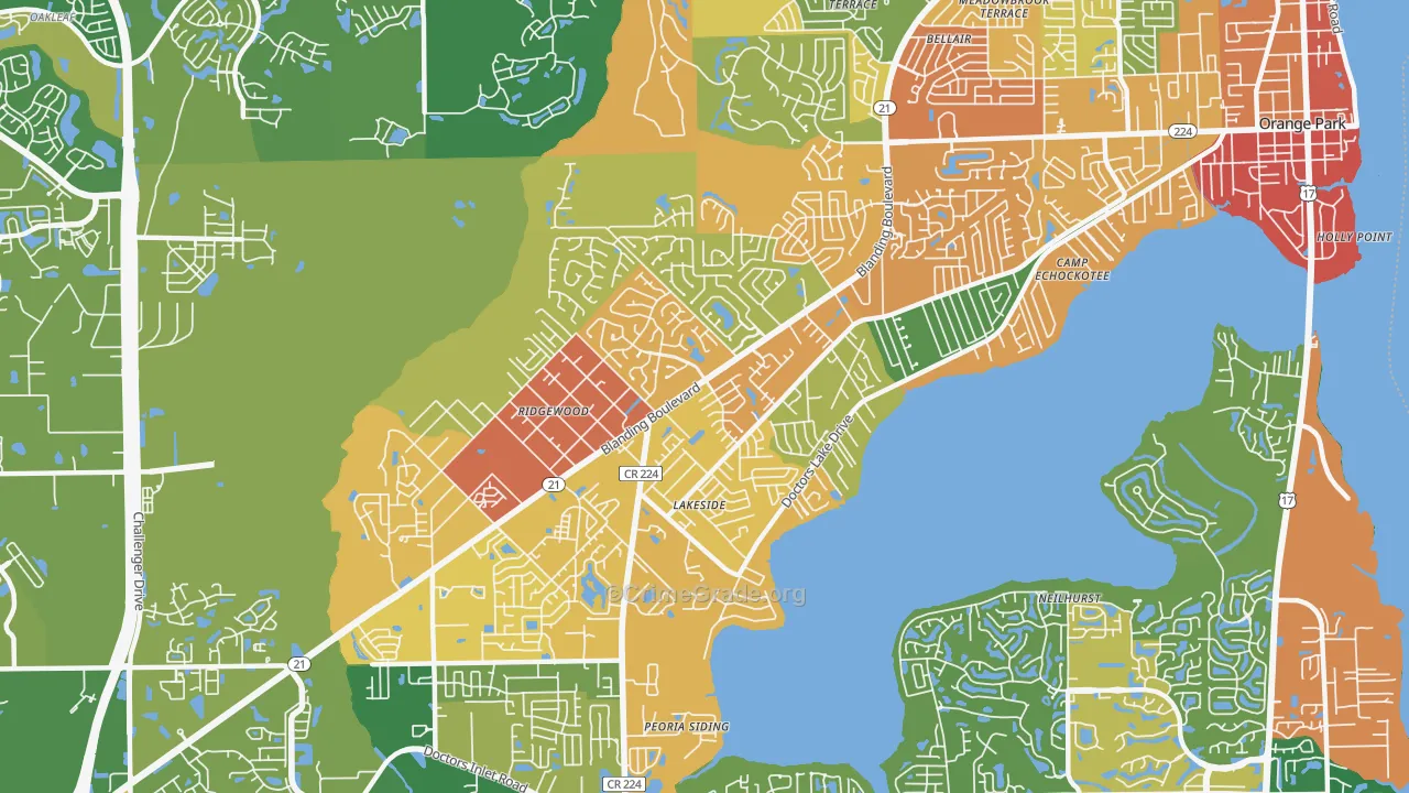 Lakeside, FL Map of Burglary Rates