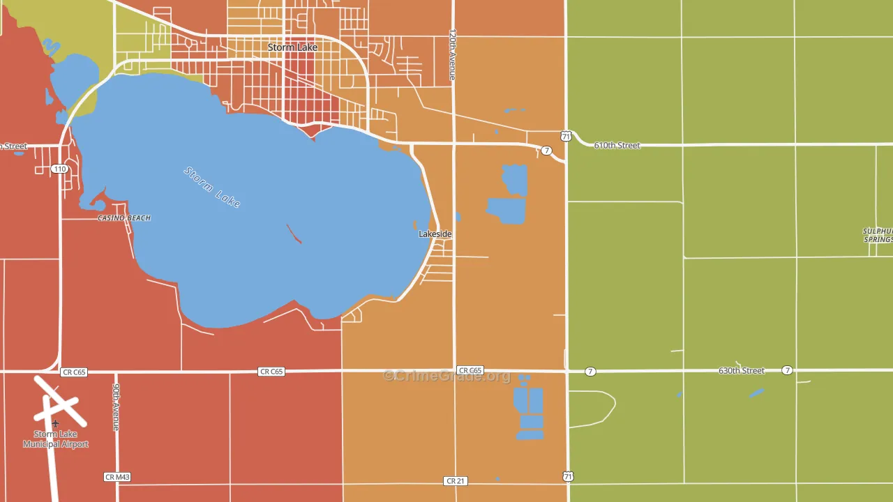 Lakeside, IA Map of Burglary Rates