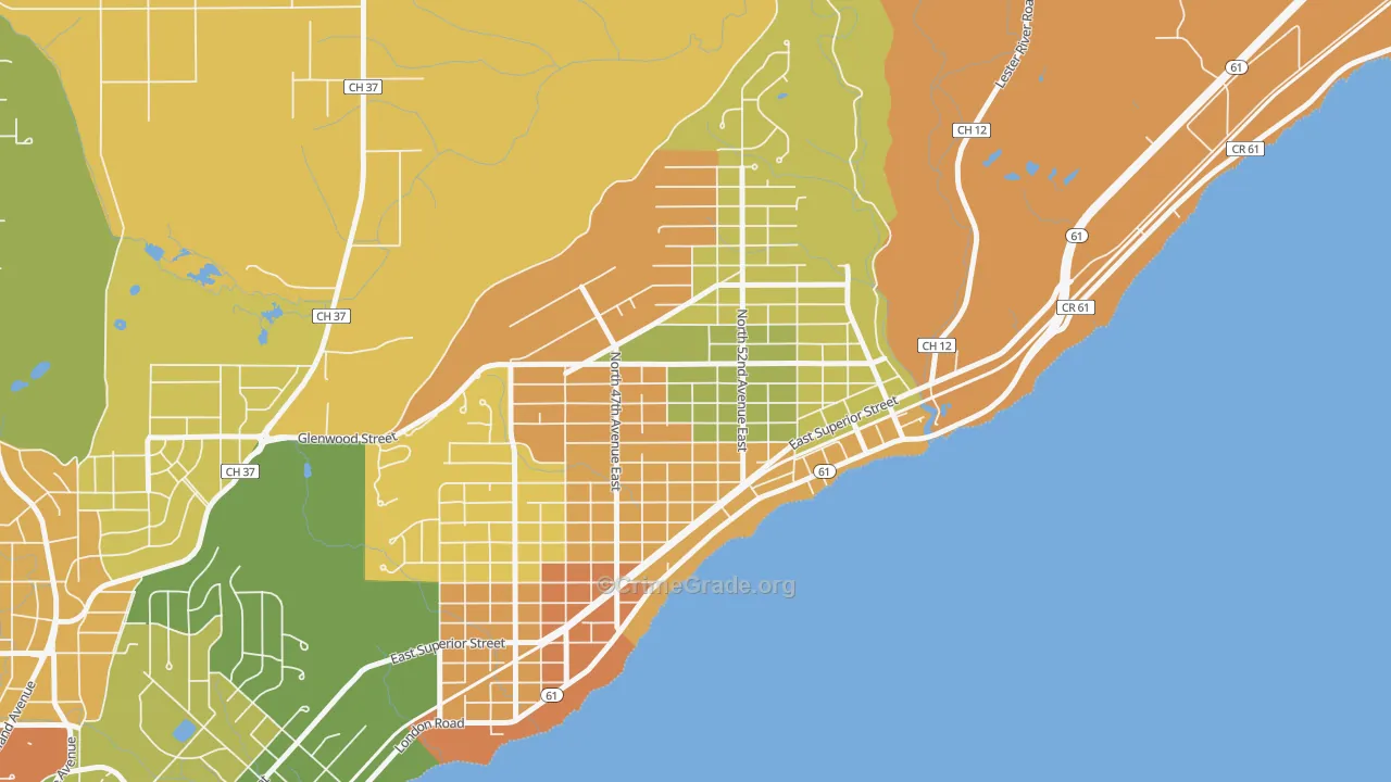 Lakeside-Lester Park, Duluth, MN Map of Burglary Rates