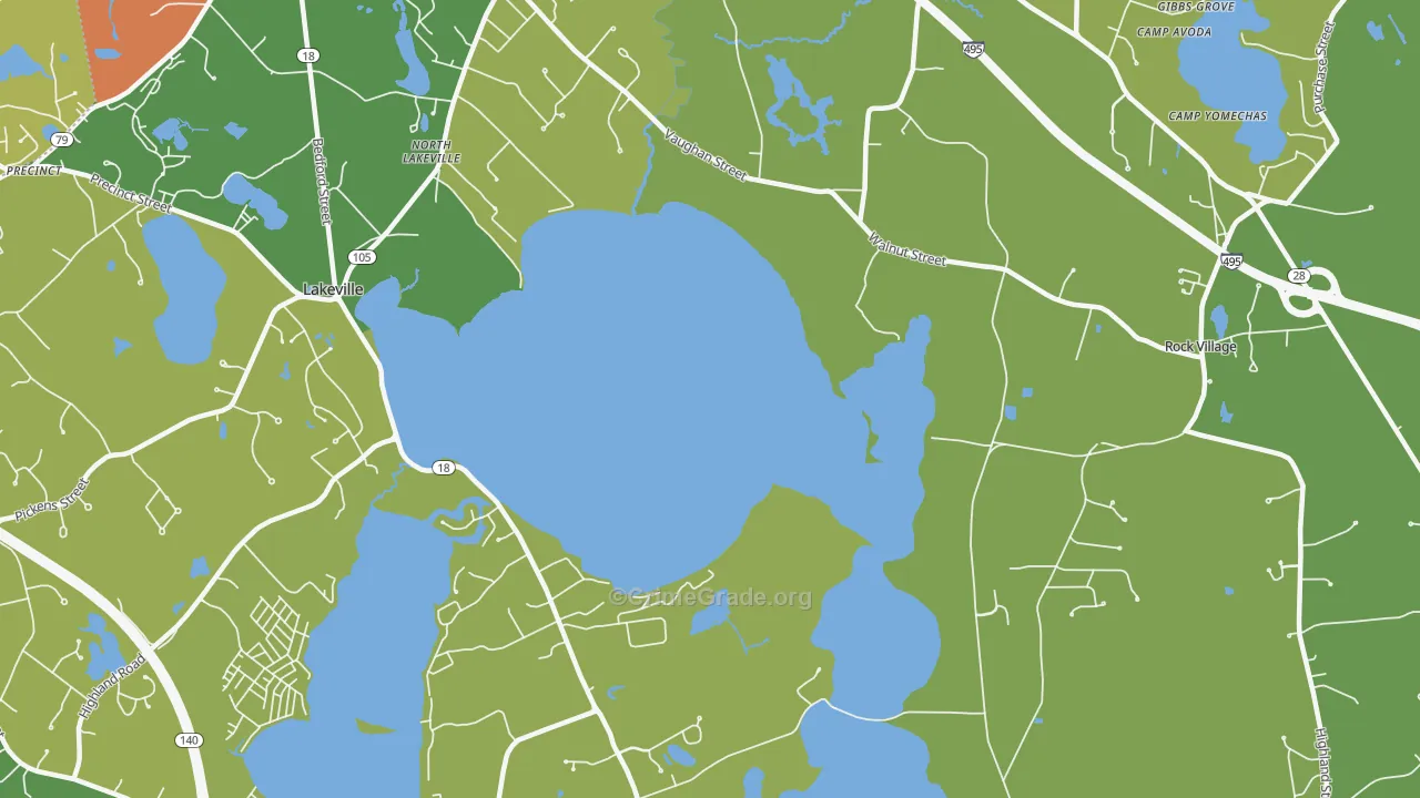 Lakeside, MA Map of Burglary Rates