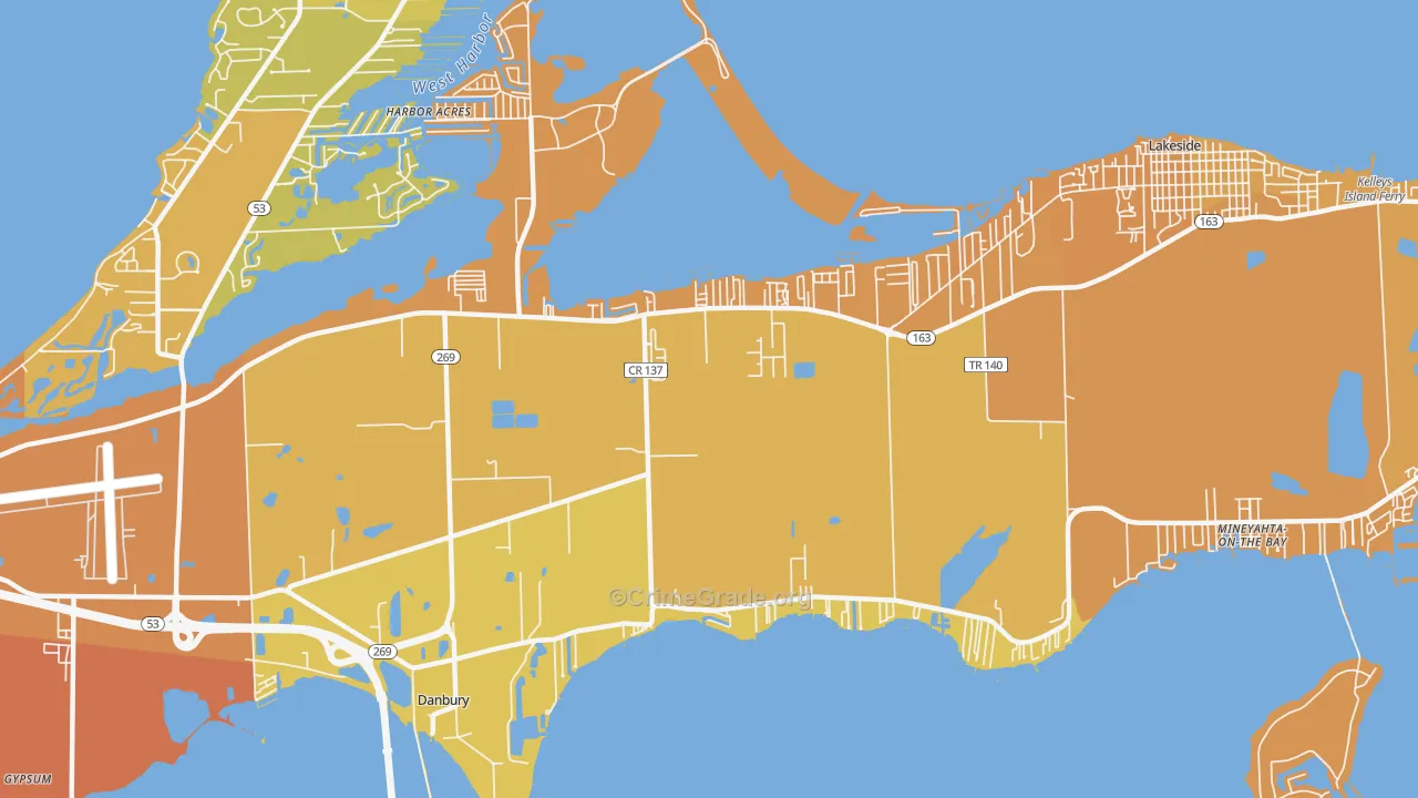 Lakeside-Marblehead, OH Map of Burglary Rates
