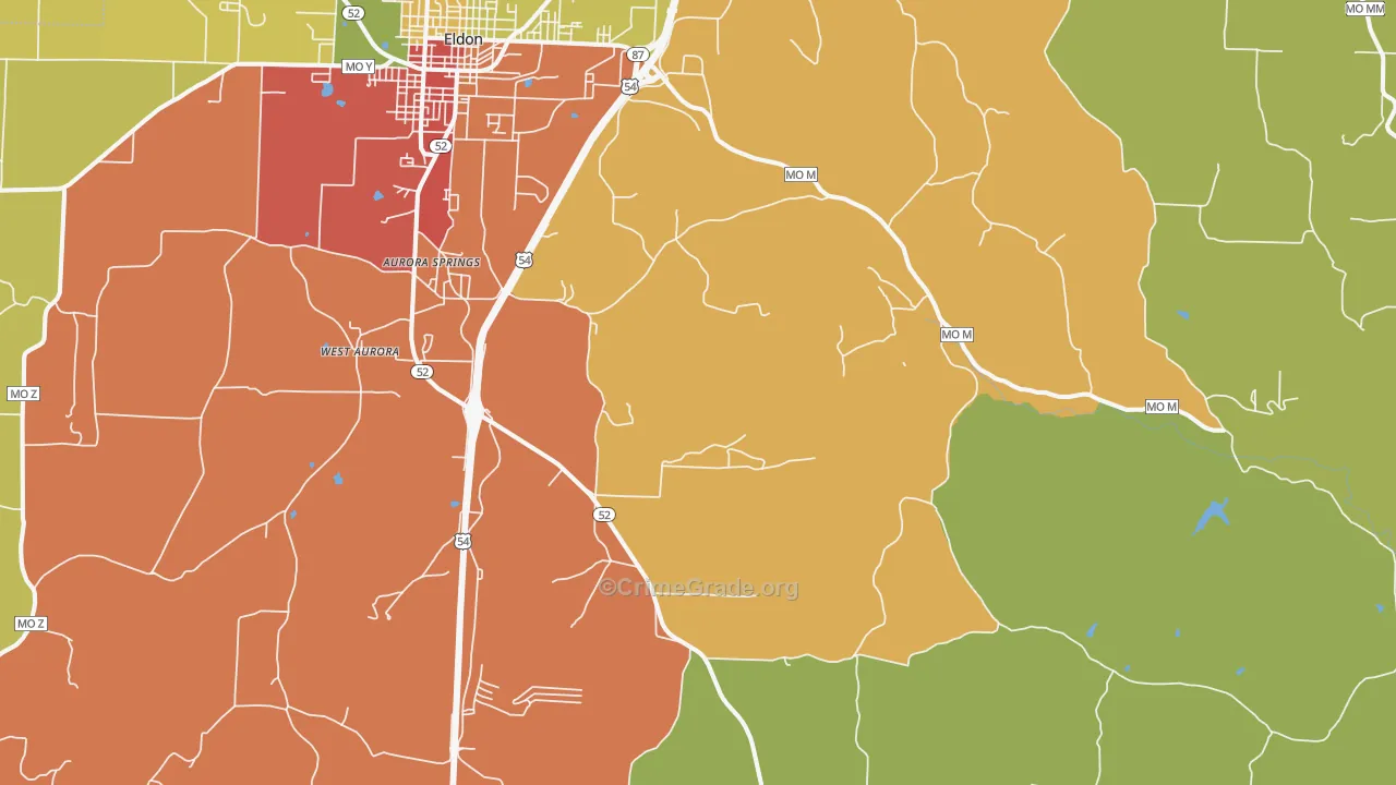 Lakeside, MO Map of Burglary Rates