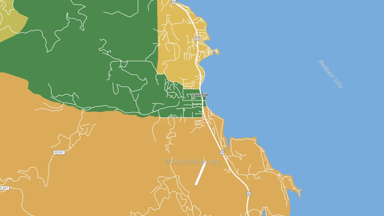 Lakeside, MT Map of Burglary Rates