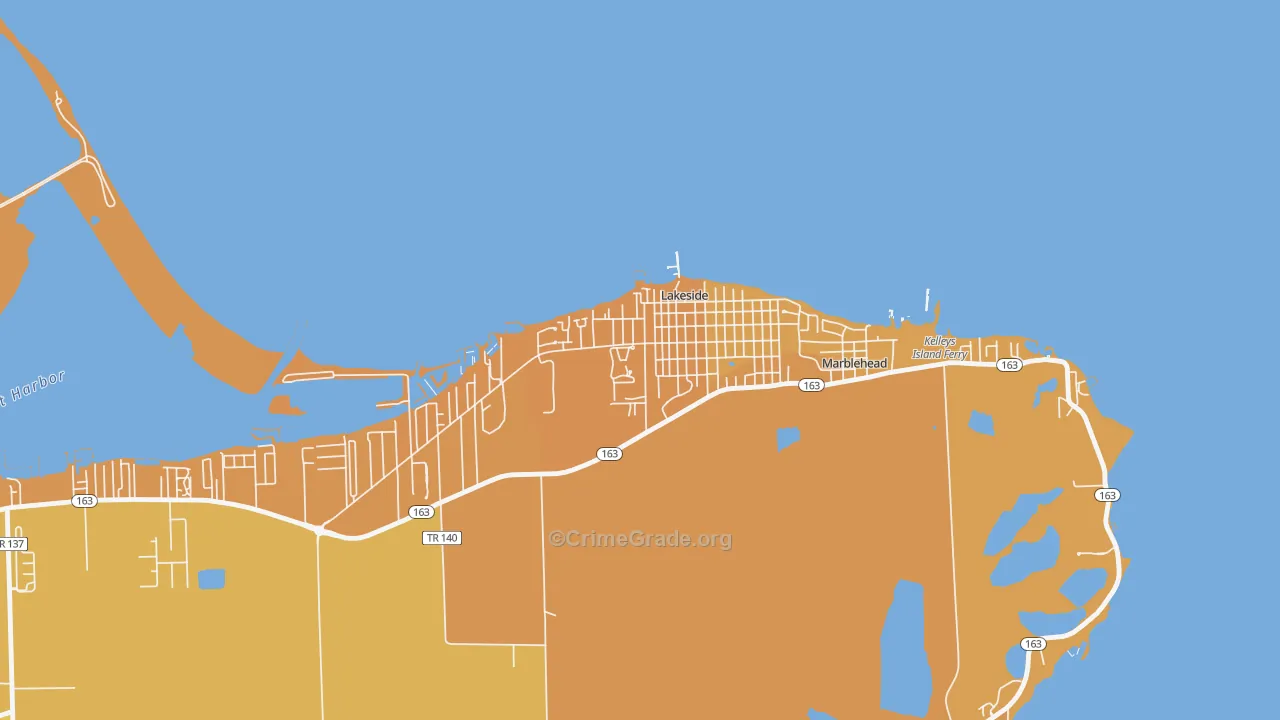 Lakeside, OH Map of Burglary Rates